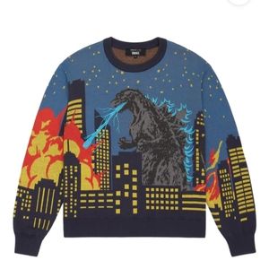Teddy Fresh x Godzilla Cityscape Jaquard Sweater Size Large